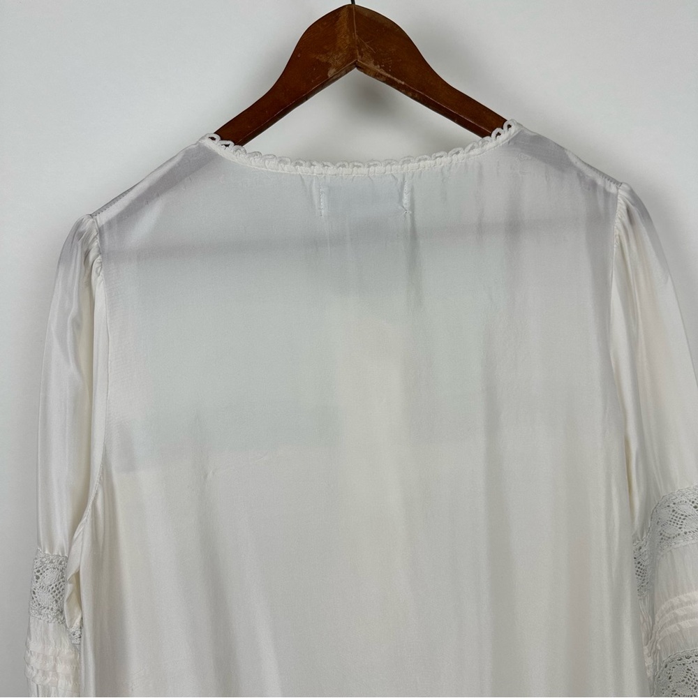 BB Dakota Silk Lace Tunic Short Dress Boho Vintage Romantic Cottagecore Ivory - Picture 5 of 11